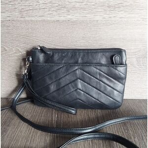 Safe Keeper Black Leather Crossbody Bag